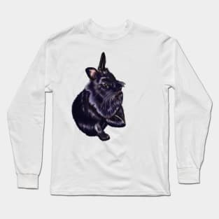 bunny rabbit cute  ebony blue colored coloured lionhead bunny rabbit Long Sleeve T-Shirt